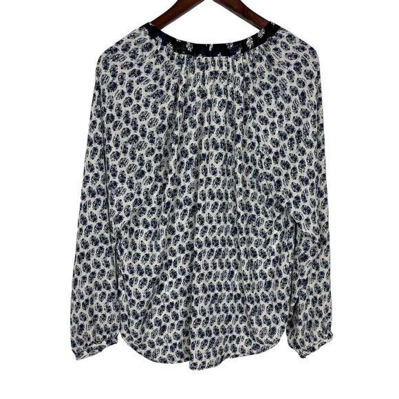 WAYF Blue Print Long Sleeve Blouse Shirt Top Women's Medium - Picture 3 of 5